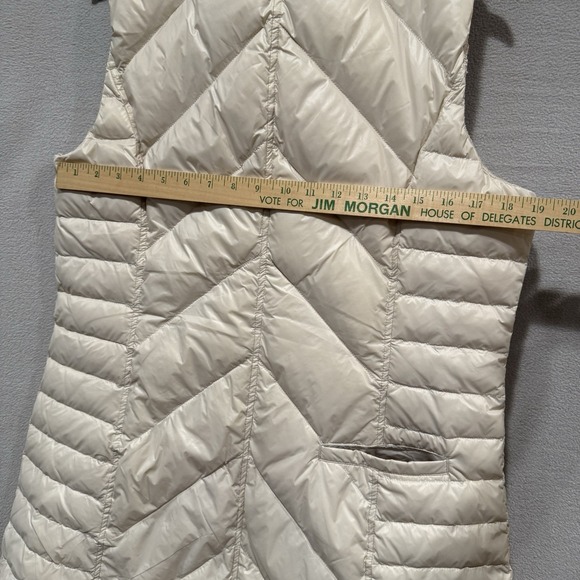 My Anorak Womens Large White Duck Down Lightweight Full Zip Cream Puffer Vest - Picture 8 of 11